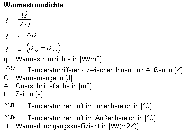 Wärmestromdichte, Formel für den Beharrungszustand