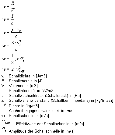 Berechnung der Schalldichte