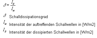Berechnung des Schalldissioationsgrades