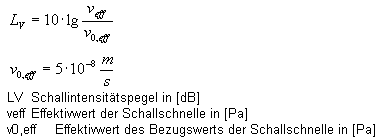 Berechnung des Schallschnellepegels