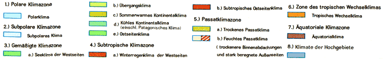 Erläuterung zu den Klimazonen der Erde