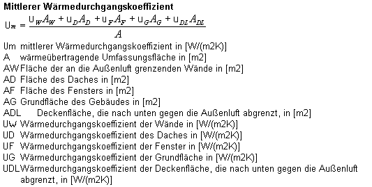 Berechnung des mittleren Wärmedurchgangskoeffizient